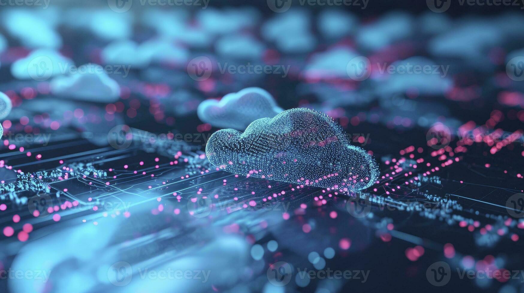 ai generiert 3d Illustration, Konzept Bild. geprägt Gittergewebe Darstellen Internet Verbindungen im Wolke Rechnen. foto