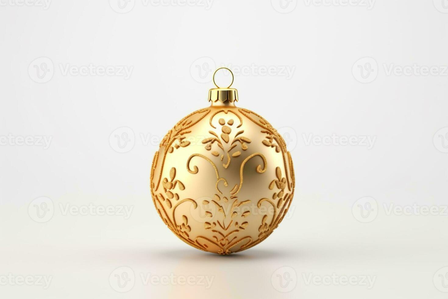 ai generiert golden Kugeln Weihnachten Ornament auf Weiß Hintergrund foto