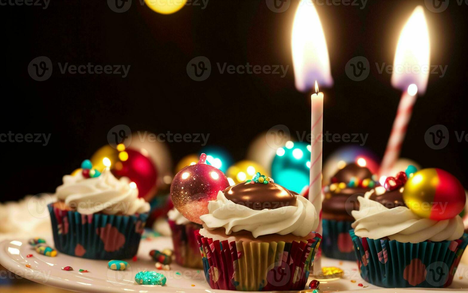 ai generiert Süss Feier bunt Kuchen und froh Momente beim ein Kinder- Geburtstag Party ai generiert foto