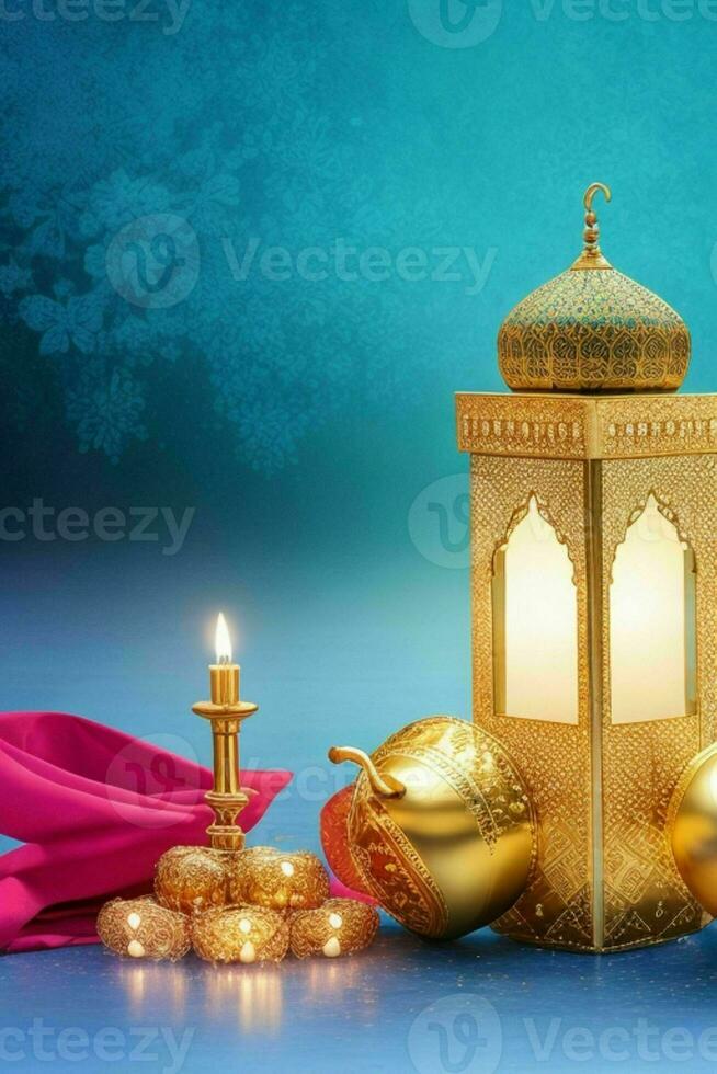 ai generiert eid Mubarak und eid al adha Arabisch islamisch Hintergrund und Banner Design. Profi Foto