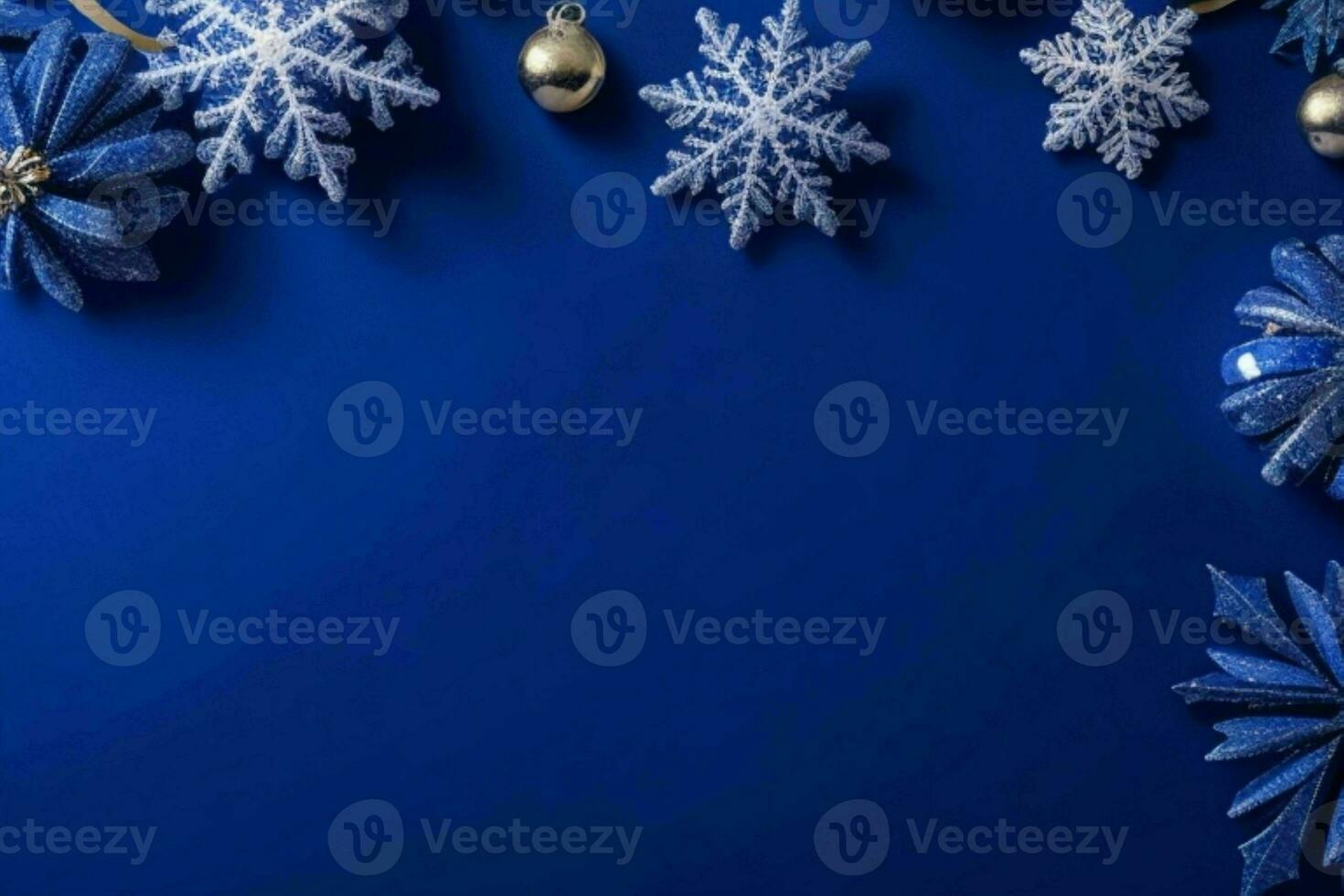 ai generiert Blau Hintergrund. fröhlich Weihnachten und Neu Jahr Banner mit Kopieren Raum. Profi Foto