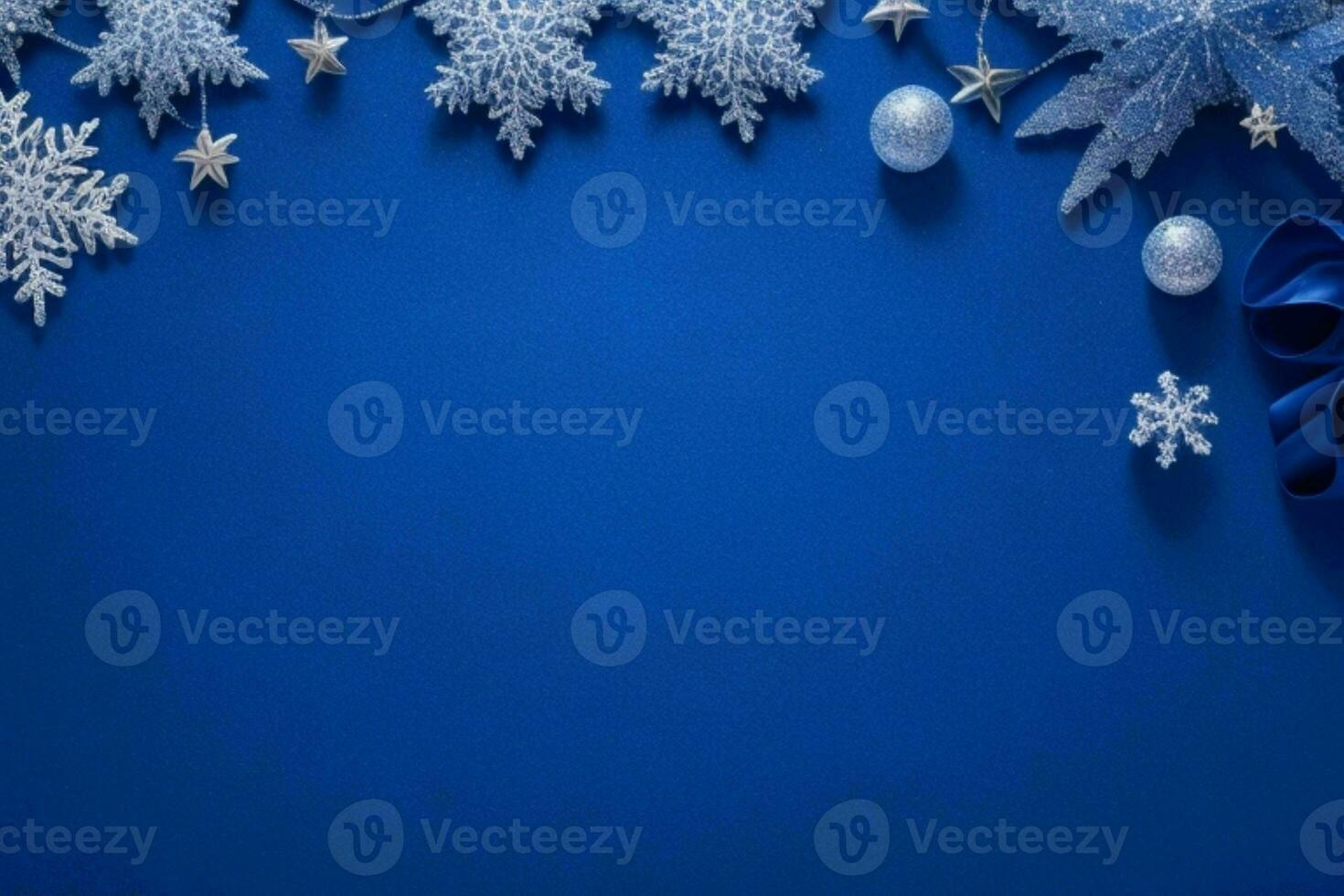 ai generiert Blau Hintergrund. fröhlich Weihnachten und Neu Jahr Banner mit Kopieren Raum. Profi Foto