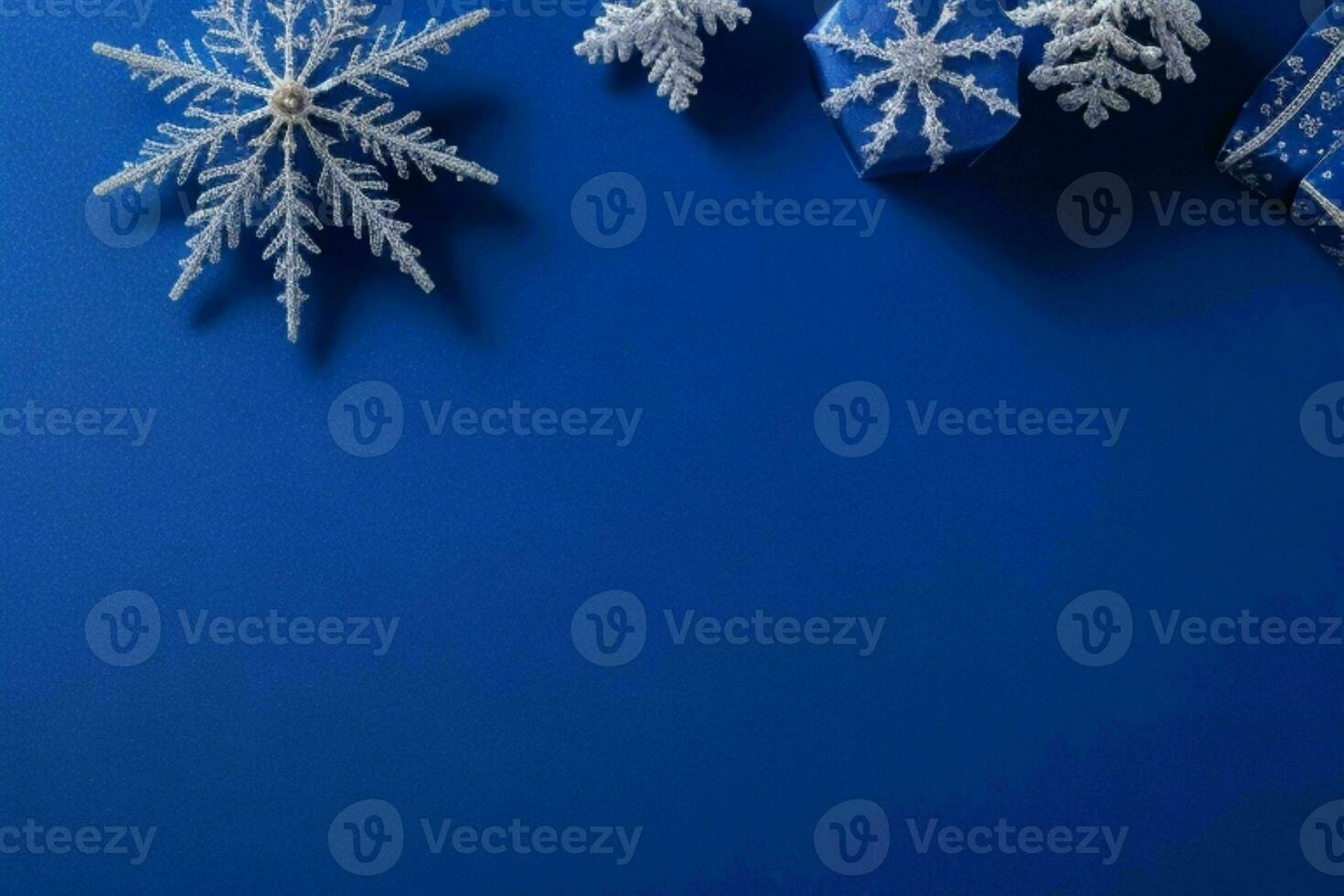 ai generiert Blau Hintergrund. fröhlich Weihnachten und Neu Jahr Banner mit Kopieren Raum. Profi Foto