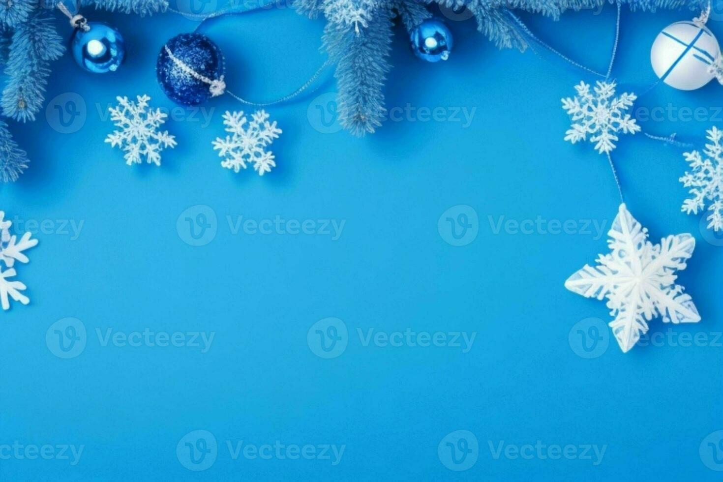 ai generiert Blau Hintergrund. fröhlich Weihnachten und Neu Jahr Banner mit Kopieren Raum. Profi Foto