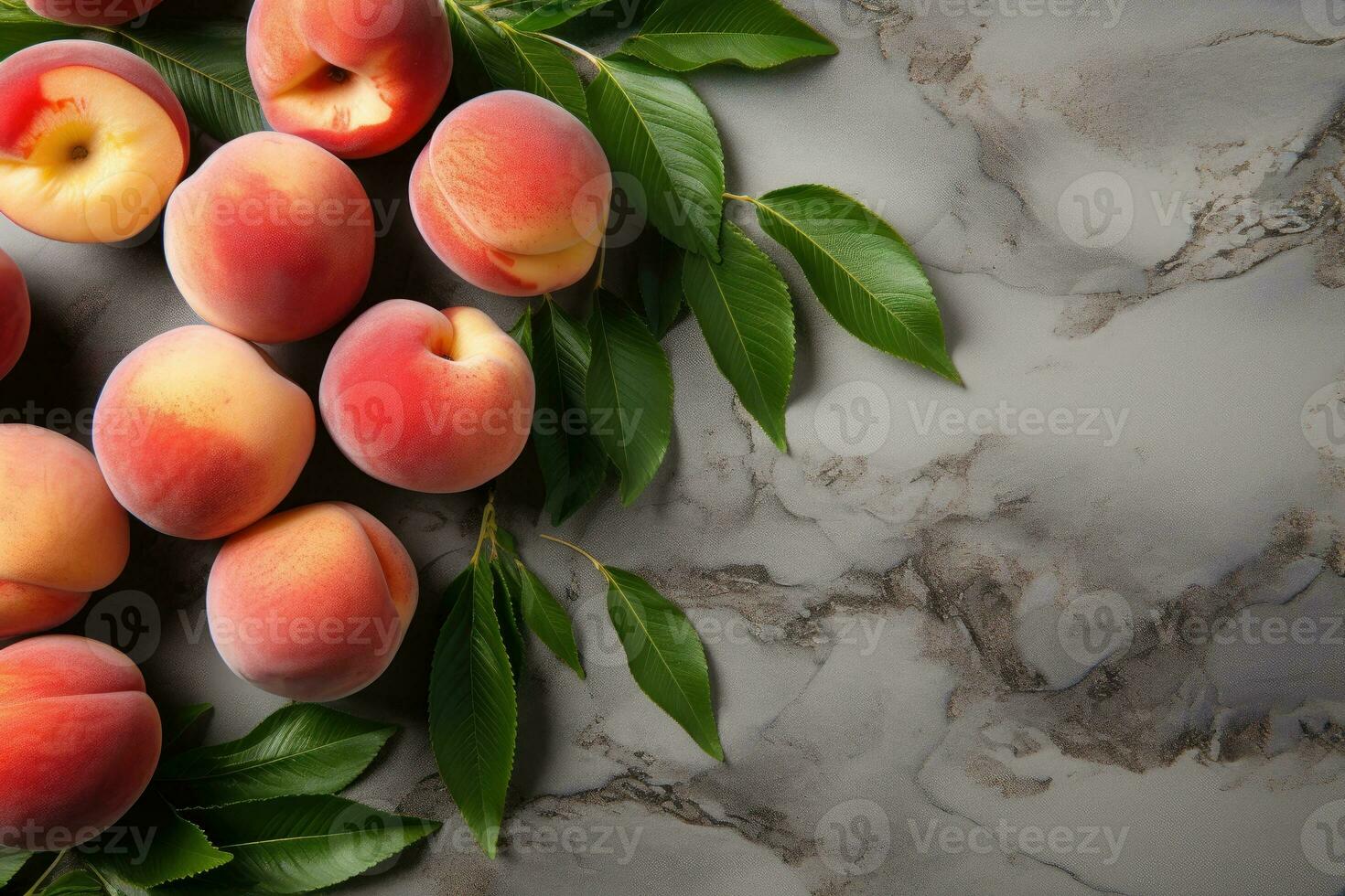 ai generiert Lager Foto von Pfirsich Obst im das Küche Tabelle Fachmann Werbung Essen Fotografie