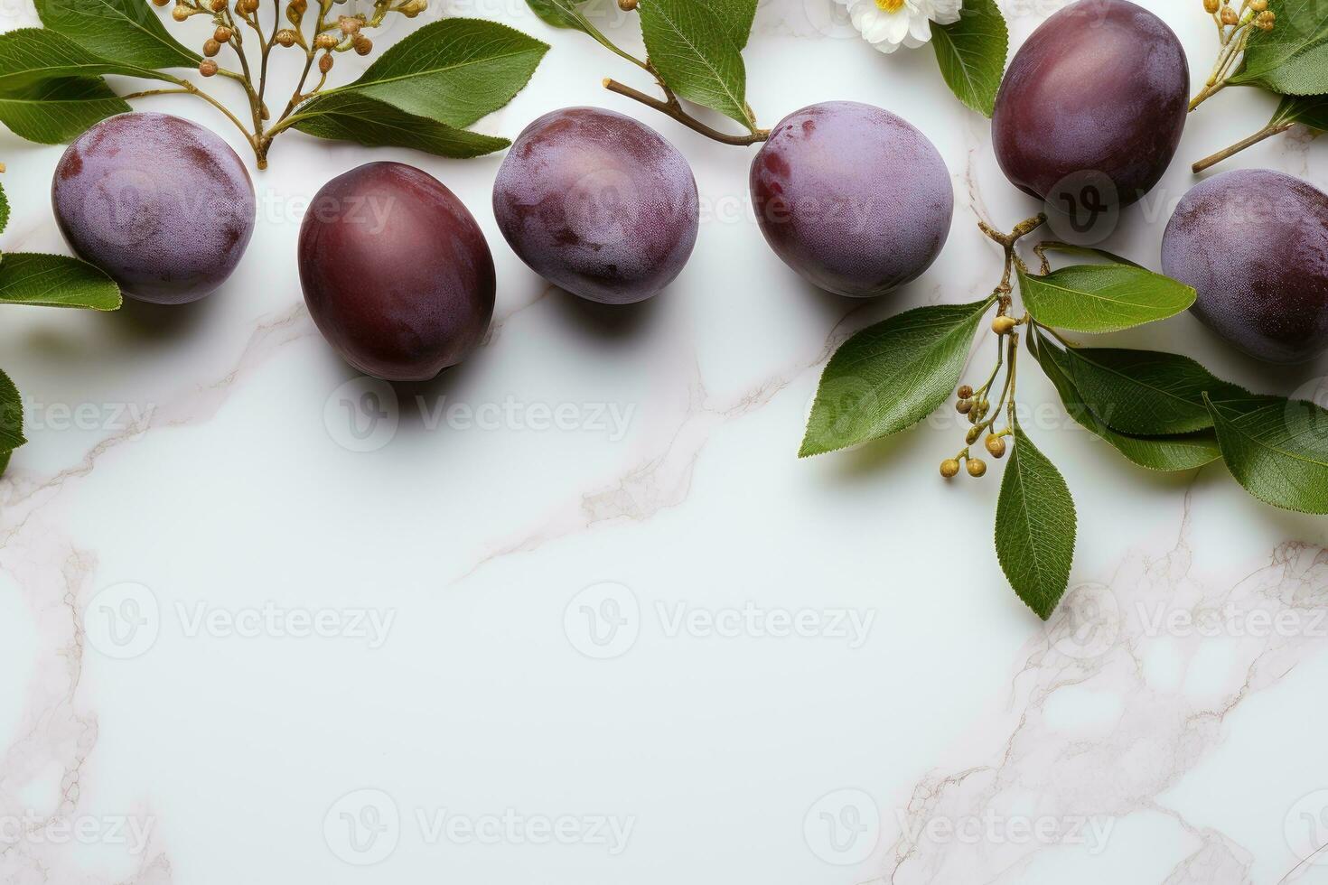 ai generiert Pflaume Obst im das Küche Tabelle Fachmann Werbung Essen Fotografie foto