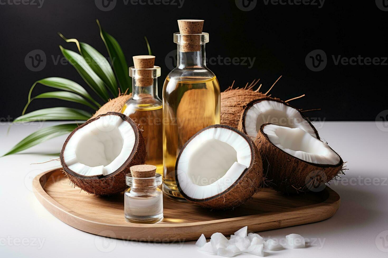 ai generiert Kokosnuss Öl Extrakt isoliert Weiß Hintergrund Fachmann Werbung Essen Fotografie foto