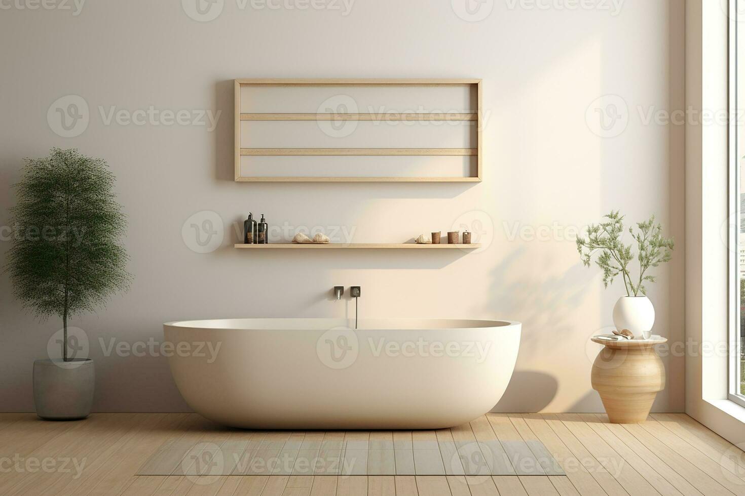 ai generiert 3d gerendert minimal Stil schwarz Thema modern Badezimmer Innere Design mit Badewanne foto