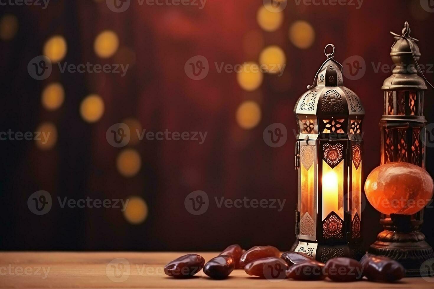 ai generiert Zier Arabisch Laterne glühend zum Muslim heilig Monat Ramadan kareem foto