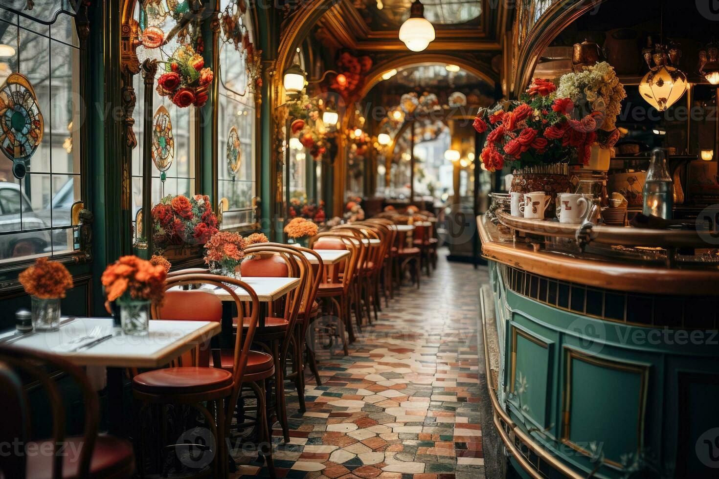 ai generiert das luxuriös Restaurant ist ordentlich vereinbart worden Fachmann Fotografie foto