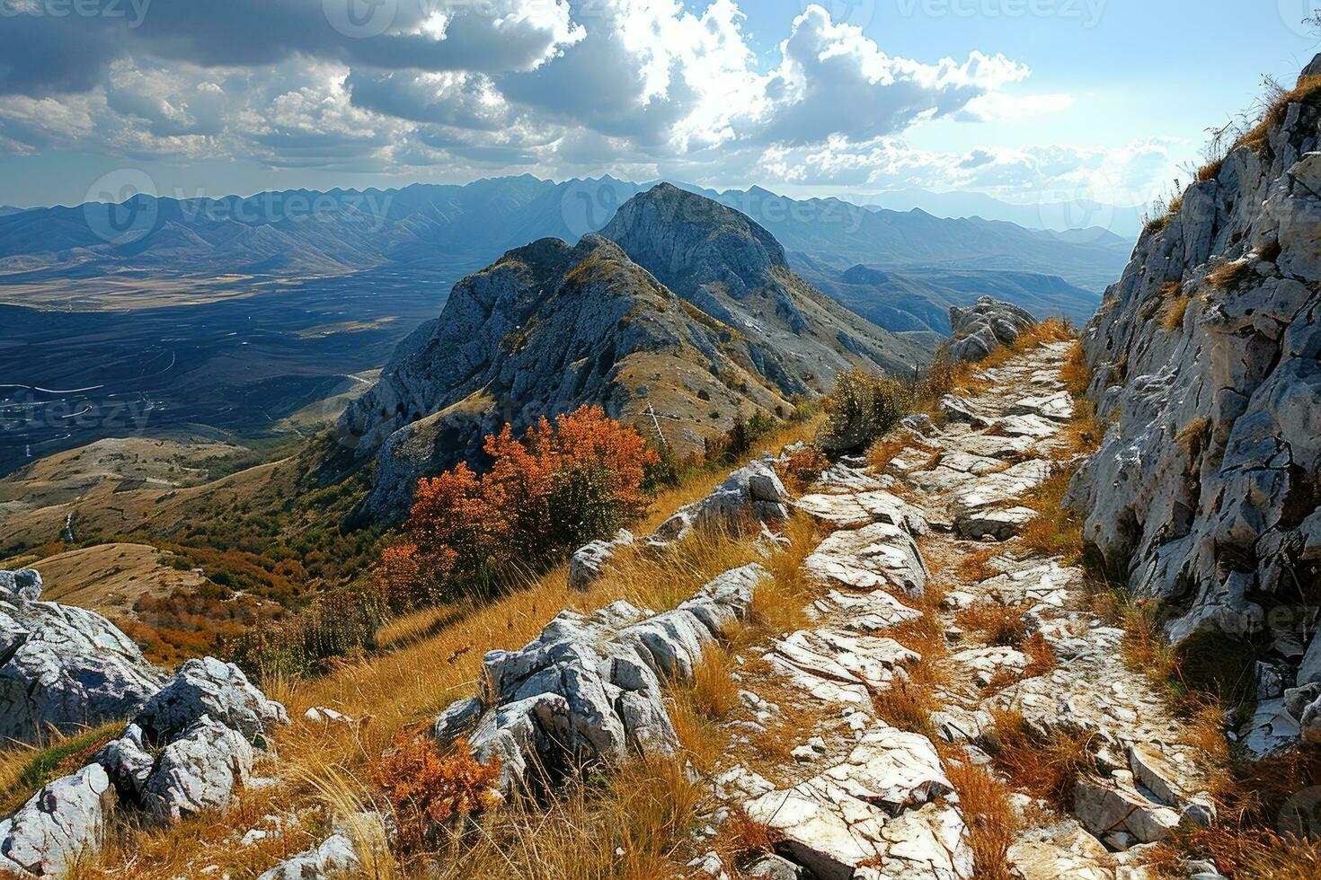 ai generiert oben von das Berg Wandern Fachmann Fotografie foto