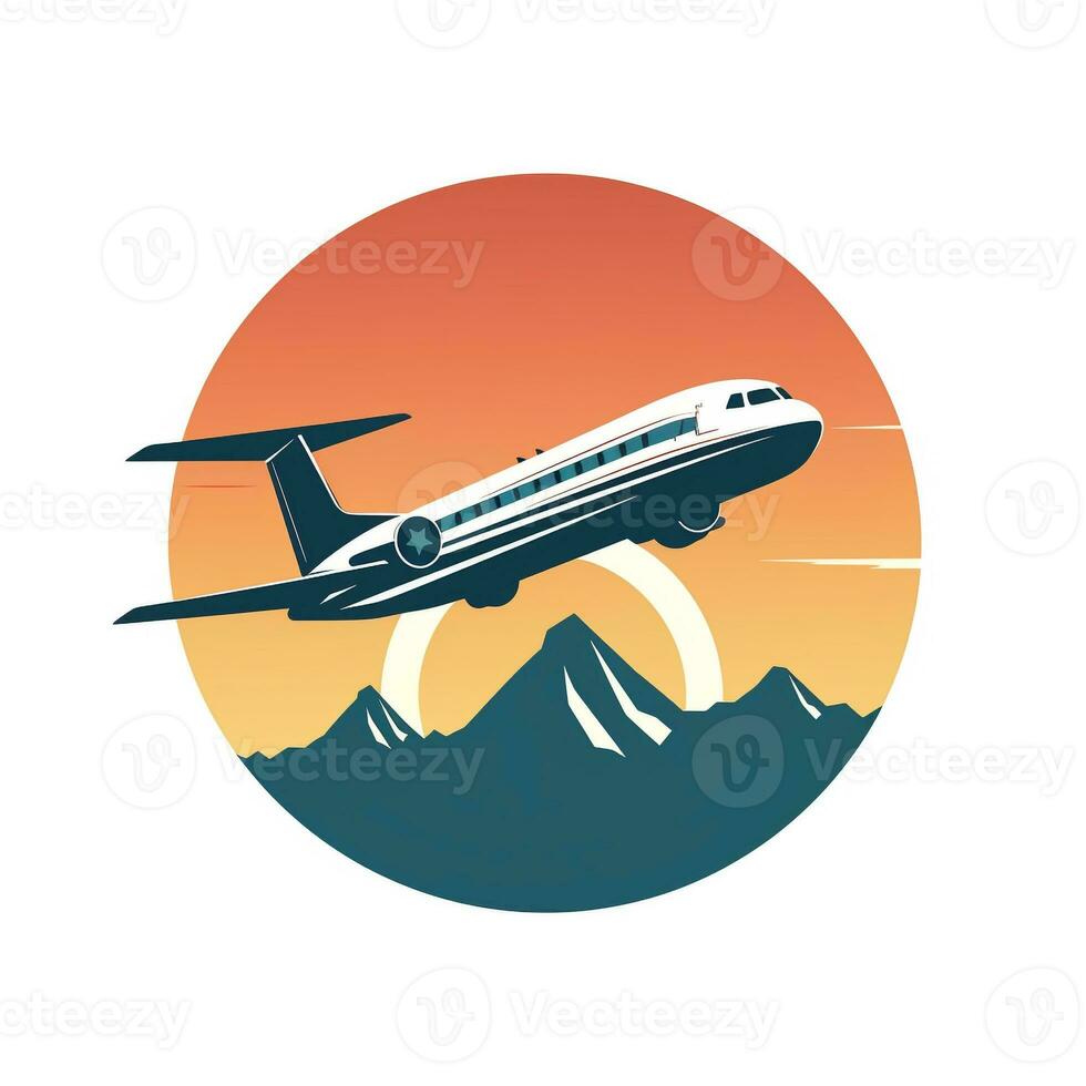 ai generiert ein retro Logo von Flugzeug. generativ ai foto