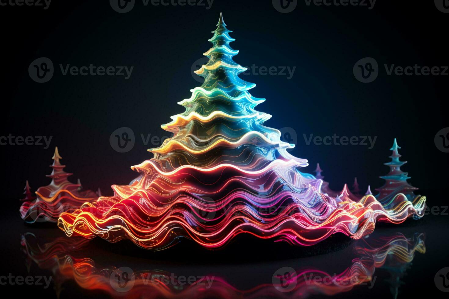 ai generiert Weihnachten Baum Konzept gemacht von Licht Weg Technologie Konzept foto