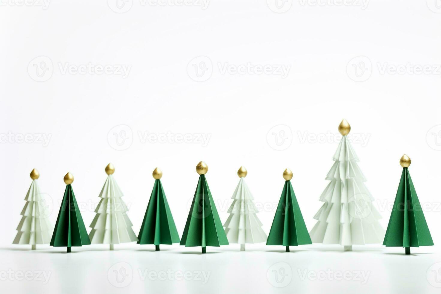 ai generiert Weihnachten Baum im Papier Stil auf Weiß Hintergrund foto