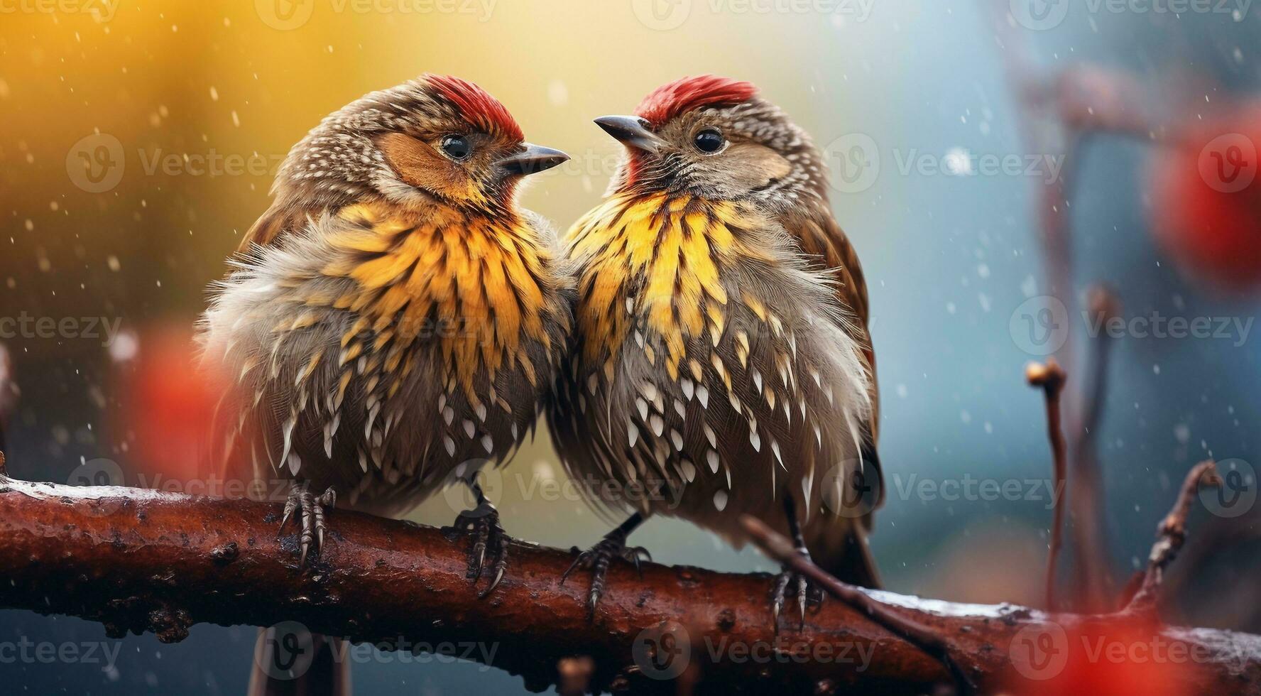 ai generiert Nahansicht von atropisch wild Vogel im das Wald, tropisch wild Vogel, wild Vogel im das Wald, Vogel Sitzung auf das Baum foto