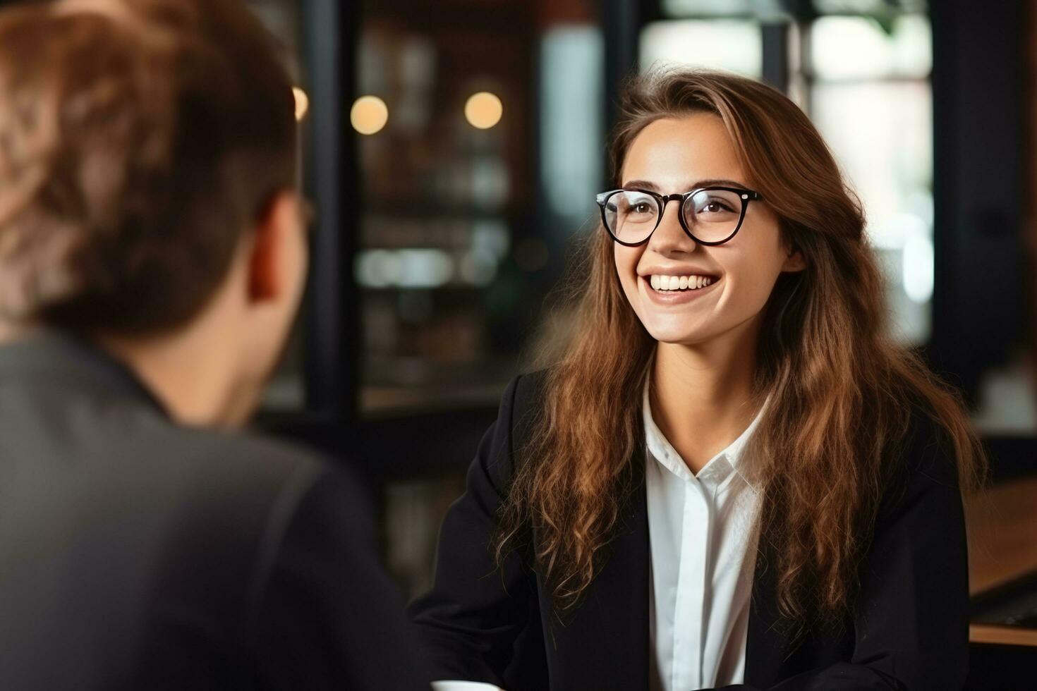 ai generiert Geschäft Treffen Interview beim Büro foto