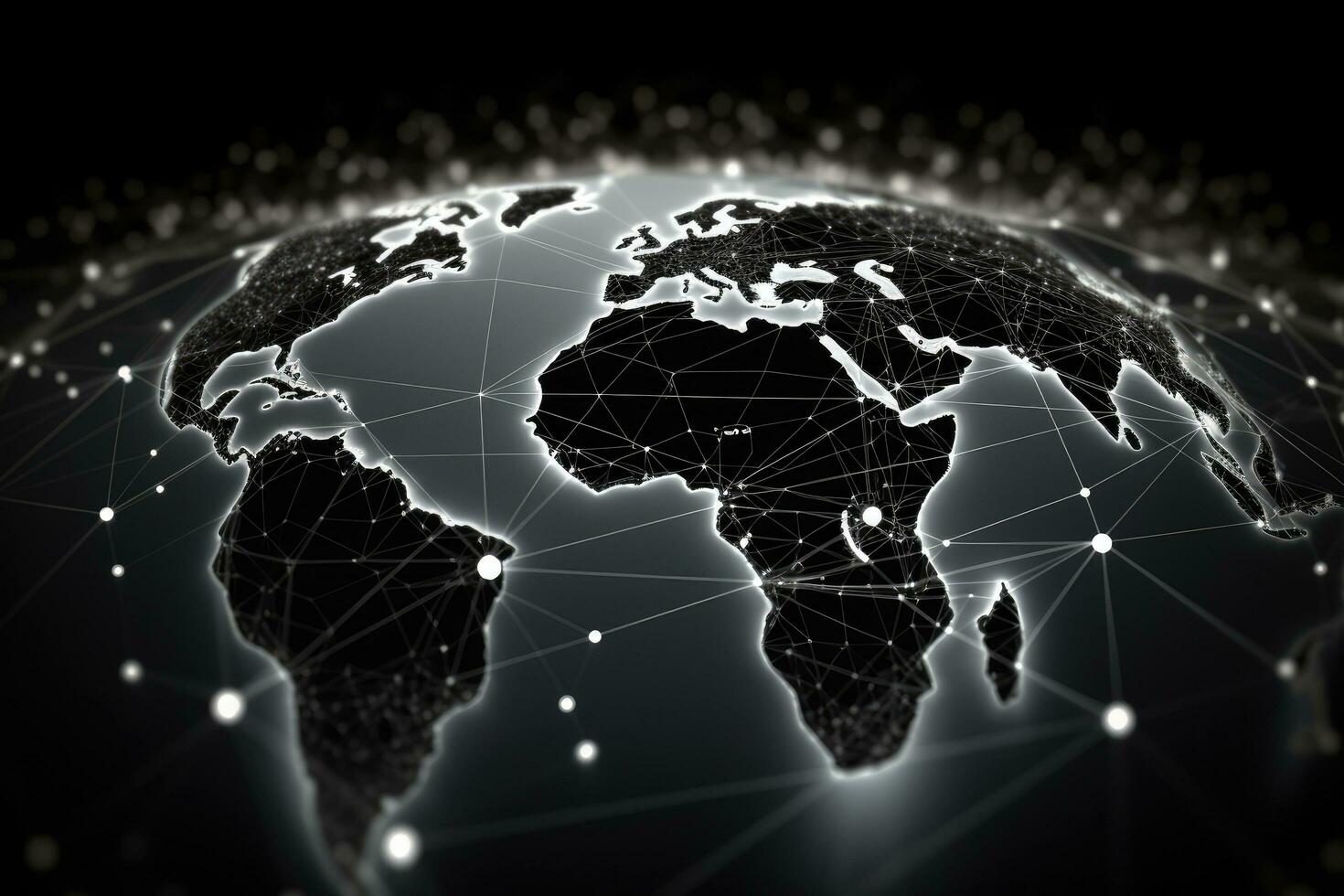ai generiert global Netzwerk Verbindung Über das Welt Karte. 3d Rendern getönt Bild, ai generiert foto