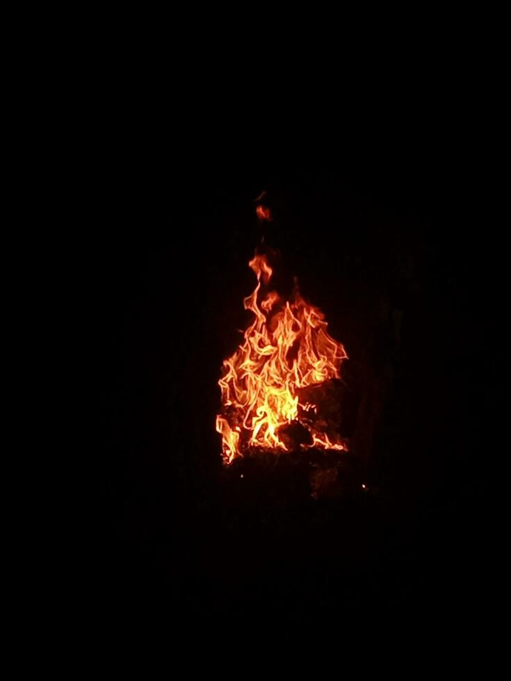 Foto von Flammen im das Mitte von Dunkelheit