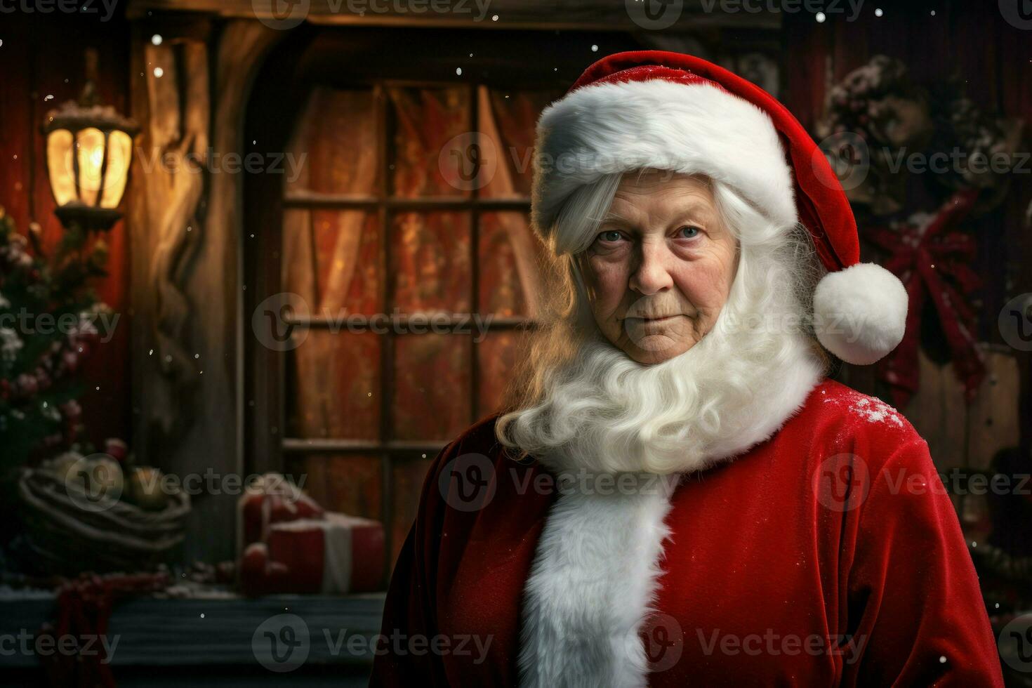 ai generiert Frau Santa claus Haus. generieren ai foto