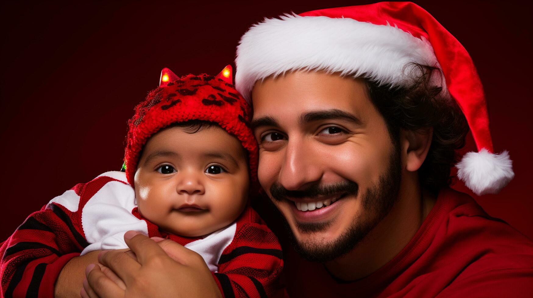 ai generiert ein Mann und Baby feiern Weihnachten foto