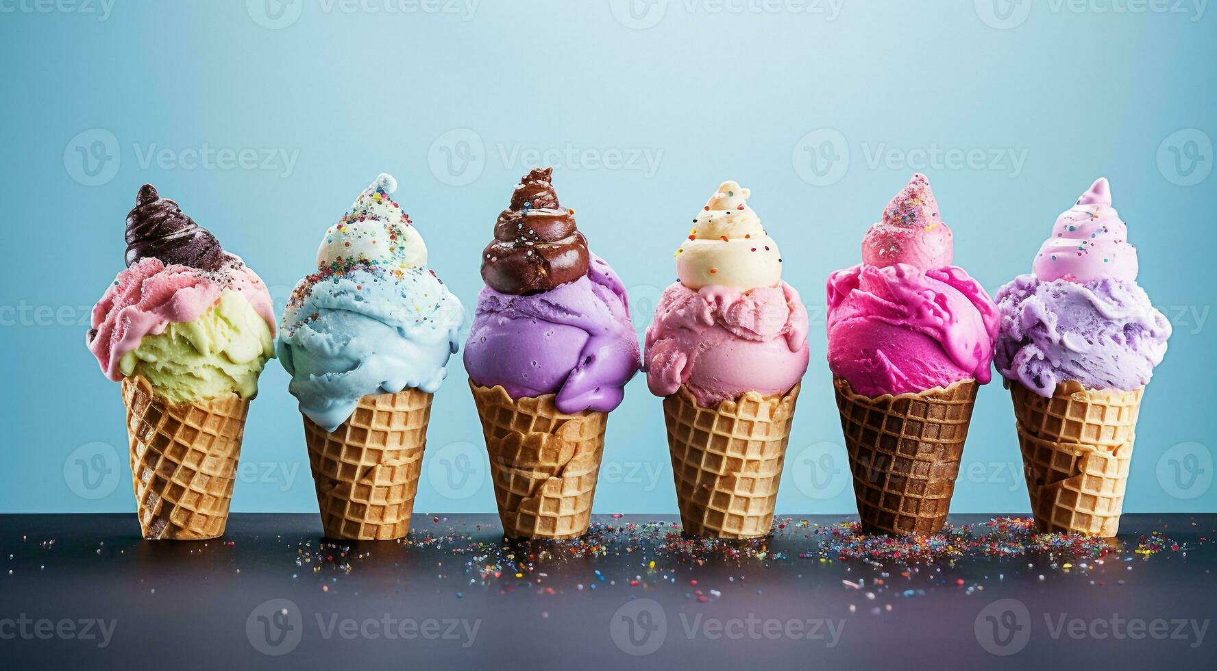 ai generiert Süss Eis Sahne auf abstrakt Hintergrund, farbig köstlich Eis Sahne auf Hintergrund, farbig Hintergrund, Eis Sahne auf bunt Hintergrund foto