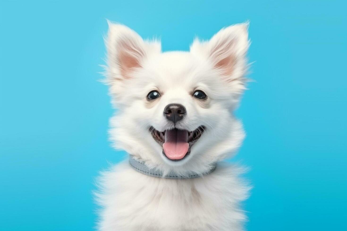 Hund isoliert auf Blau Hintergrund foto