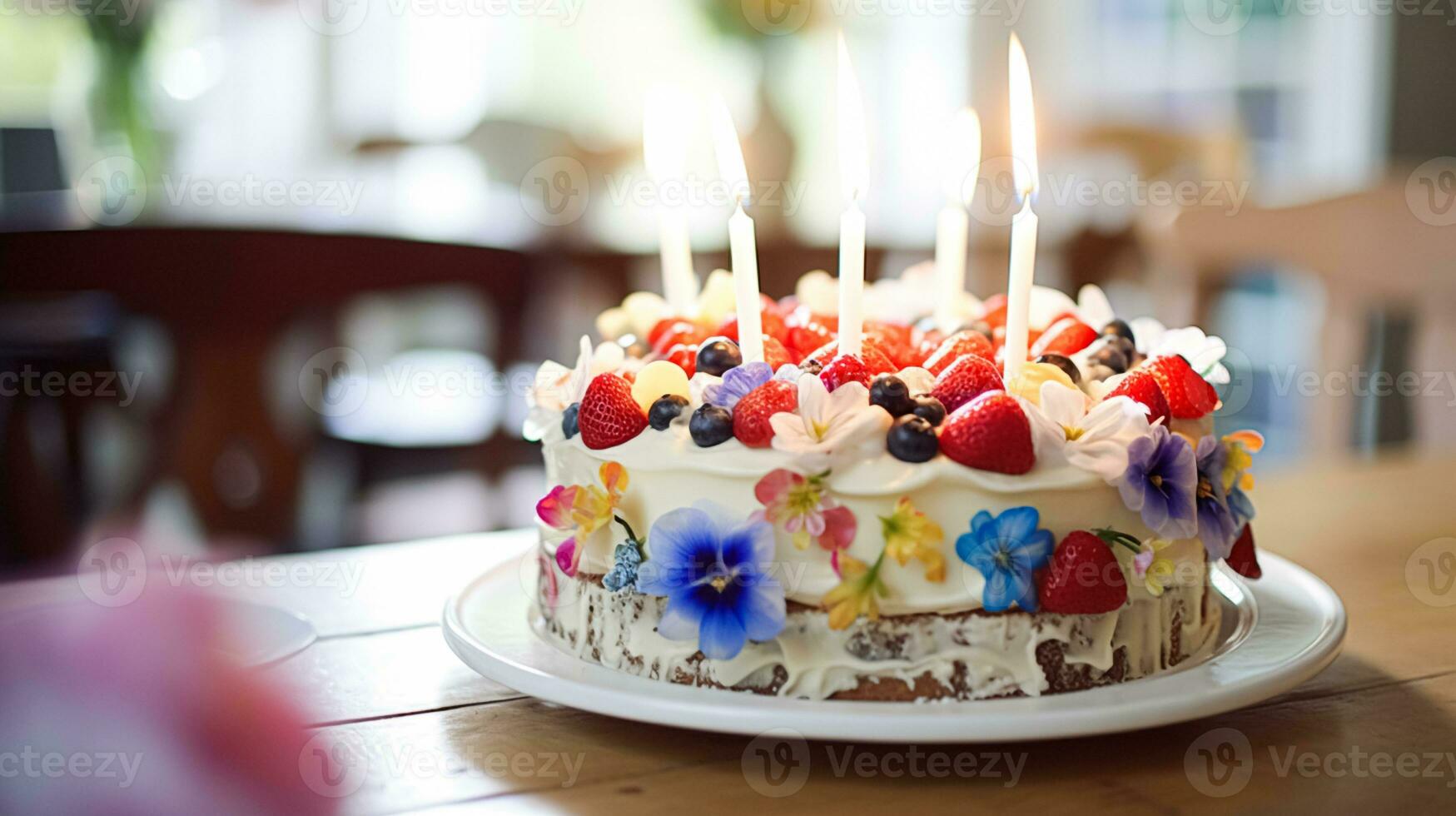 hausgemacht Geburtstag Kuchen im das Englisch Landschaft Haus, Hütte Küche Essen und Urlaub Backen Rezept foto