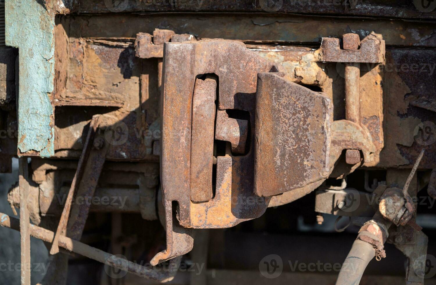 alt Eisen Verbindung Zug Wagen Kupplung foto