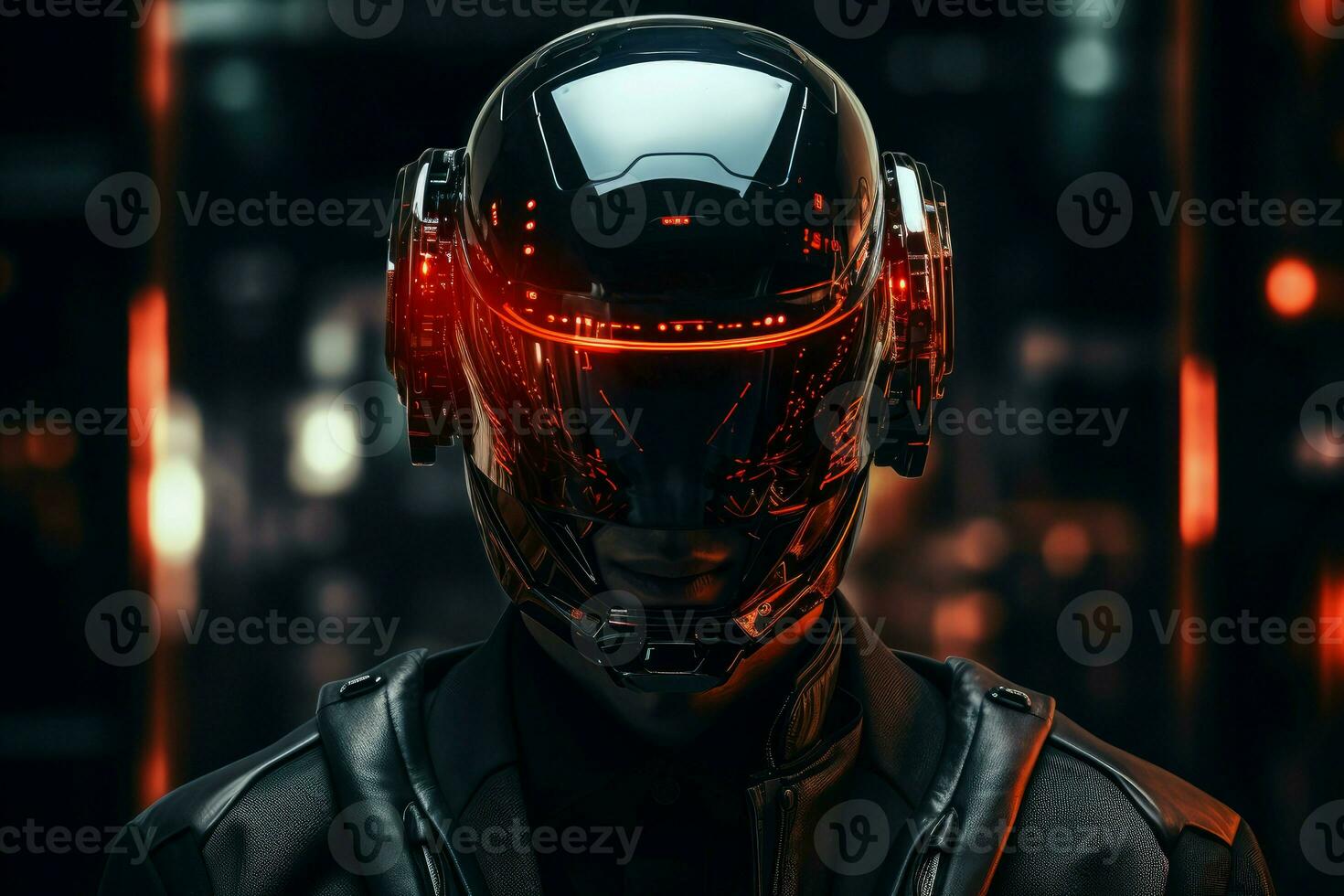 ai generiert Mann Cyber Helm. generieren ai foto