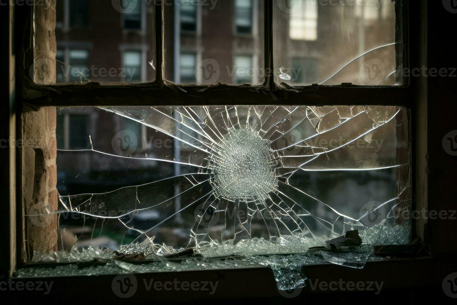 ai generiert zerstört Fenster Glas. generieren ai foto