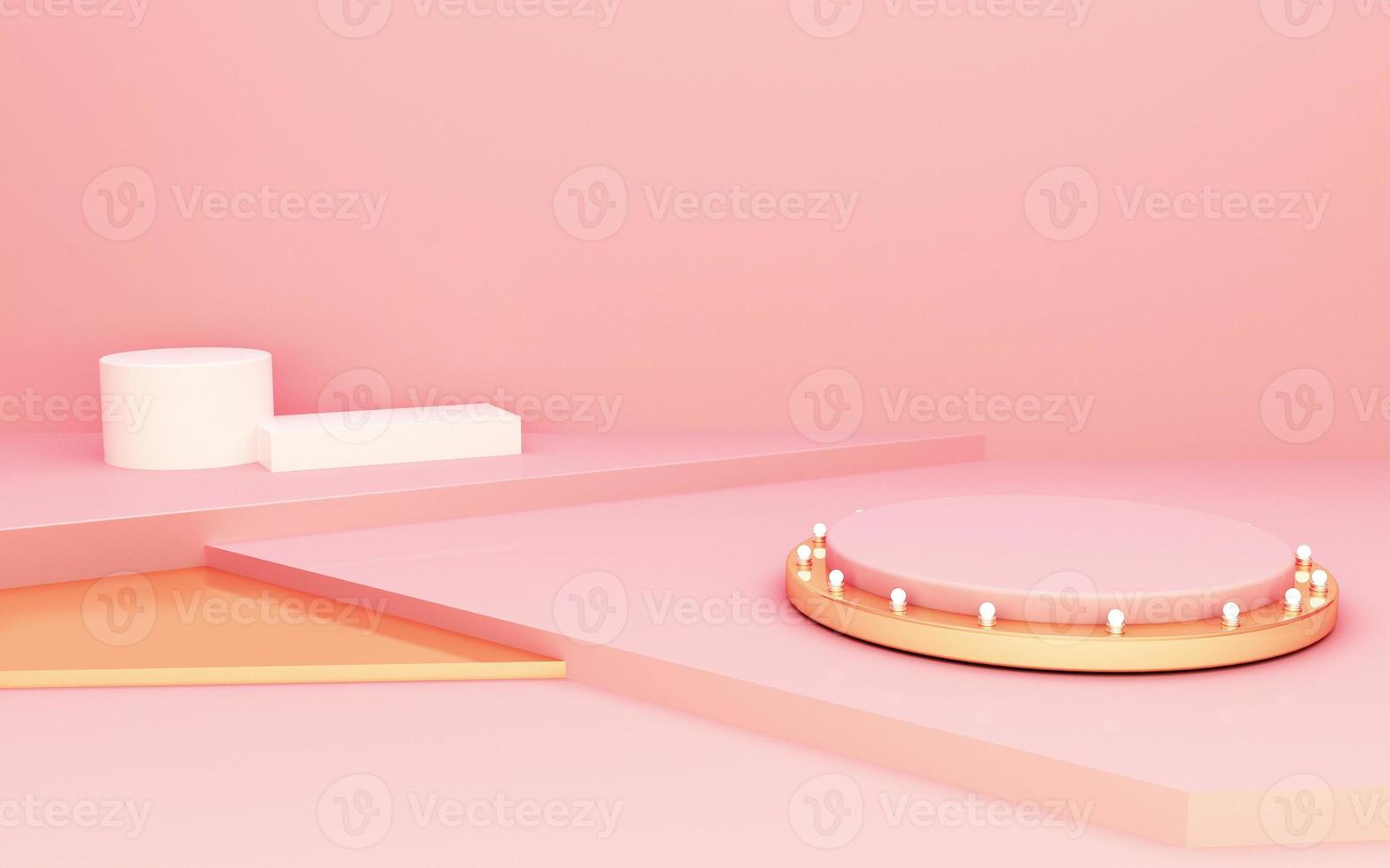 3D-Rendering des abstrakten rosa Hintergrundes mit Podium foto