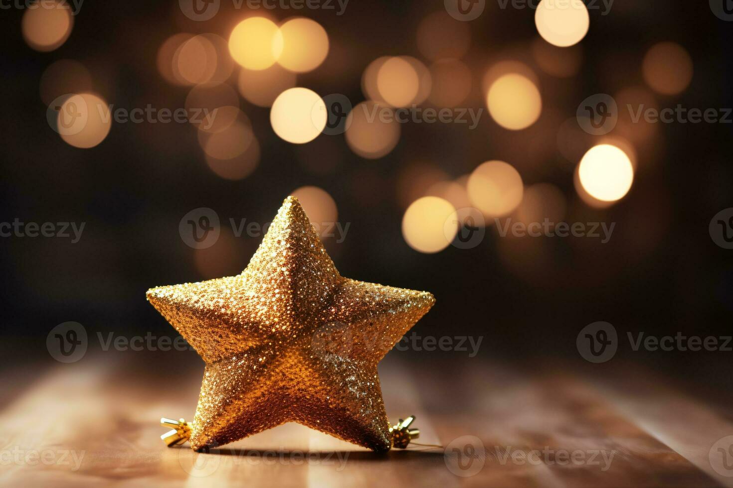 ai generiert golden Weihnachten Star mit Bokeh Licht verschwommen Hintergrund. generativ ai foto