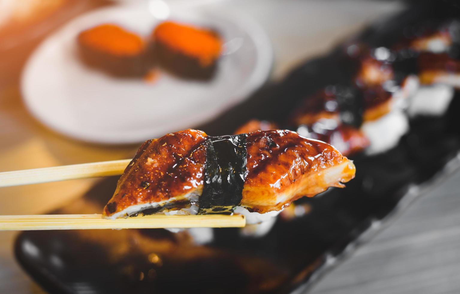 japanischer Aal gegrillt oder Unagi Sushi. foto