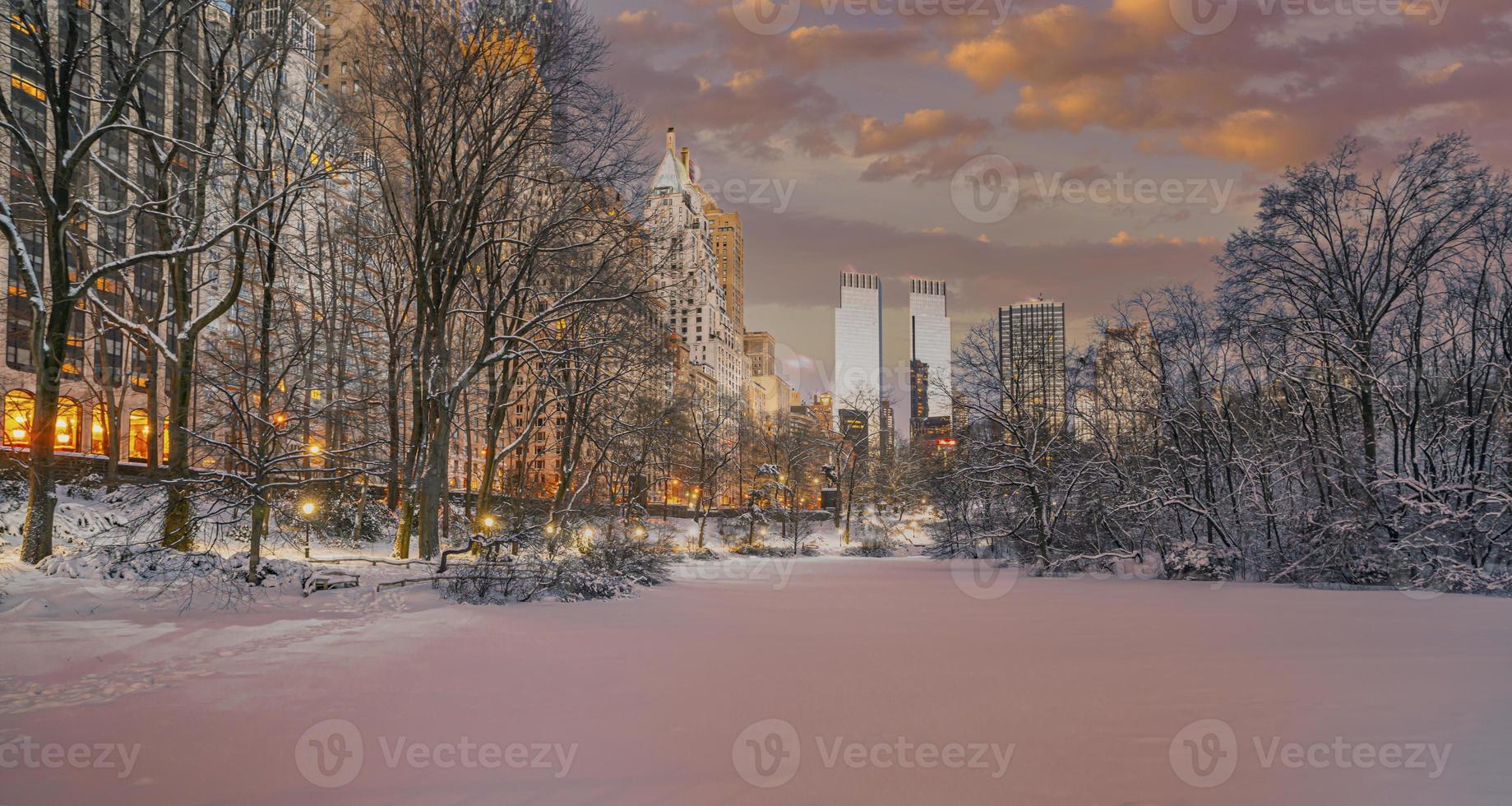 Central Park im Winterschneesturm foto