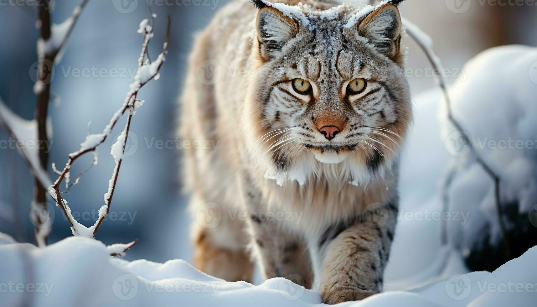 ai generiert Bobcat im Winter Wald, heftig und schön generiert durch ai foto