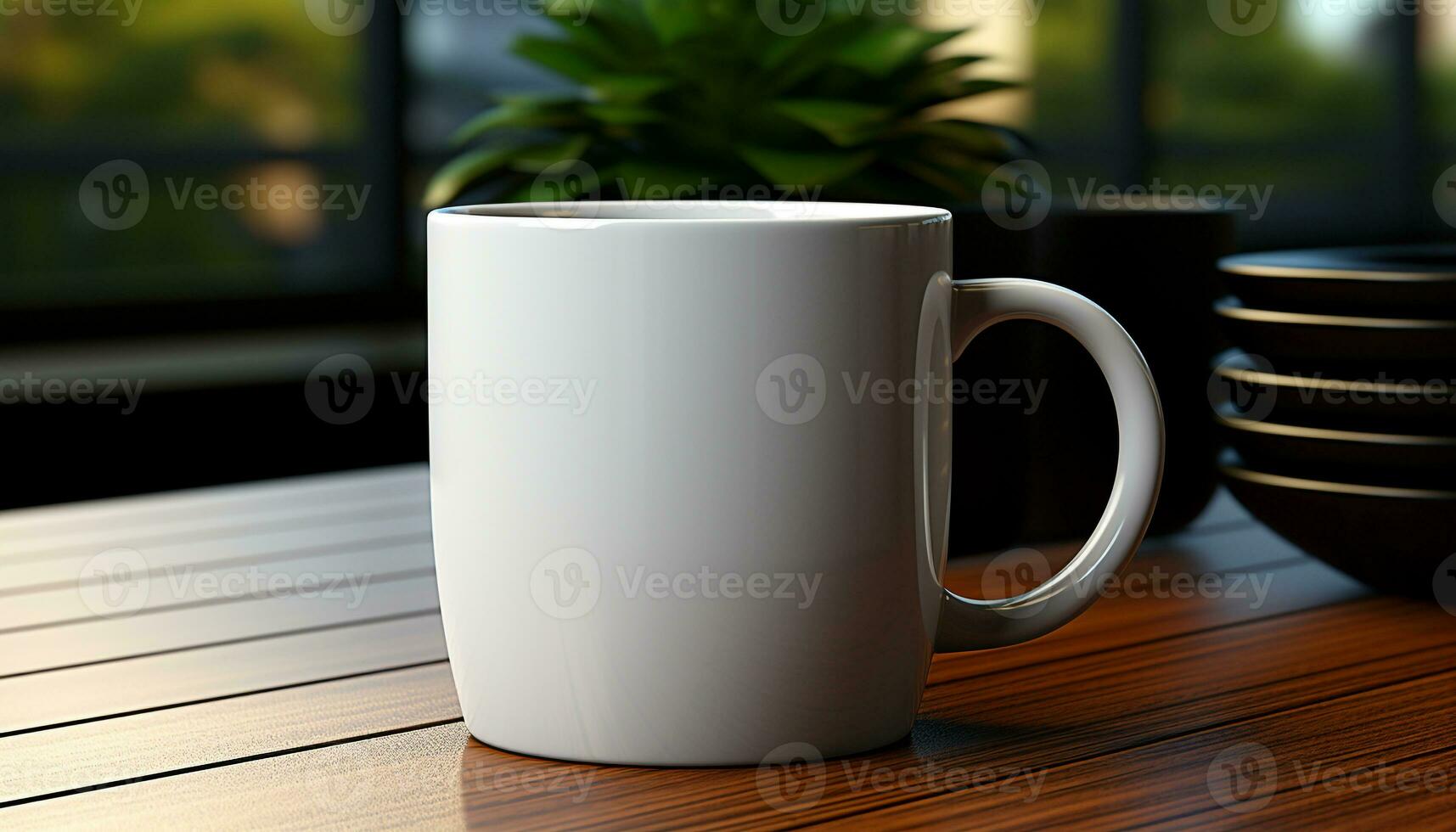 ai generiert Kaffee Tasse auf hölzern Tisch, schließen oben generiert durch ai foto