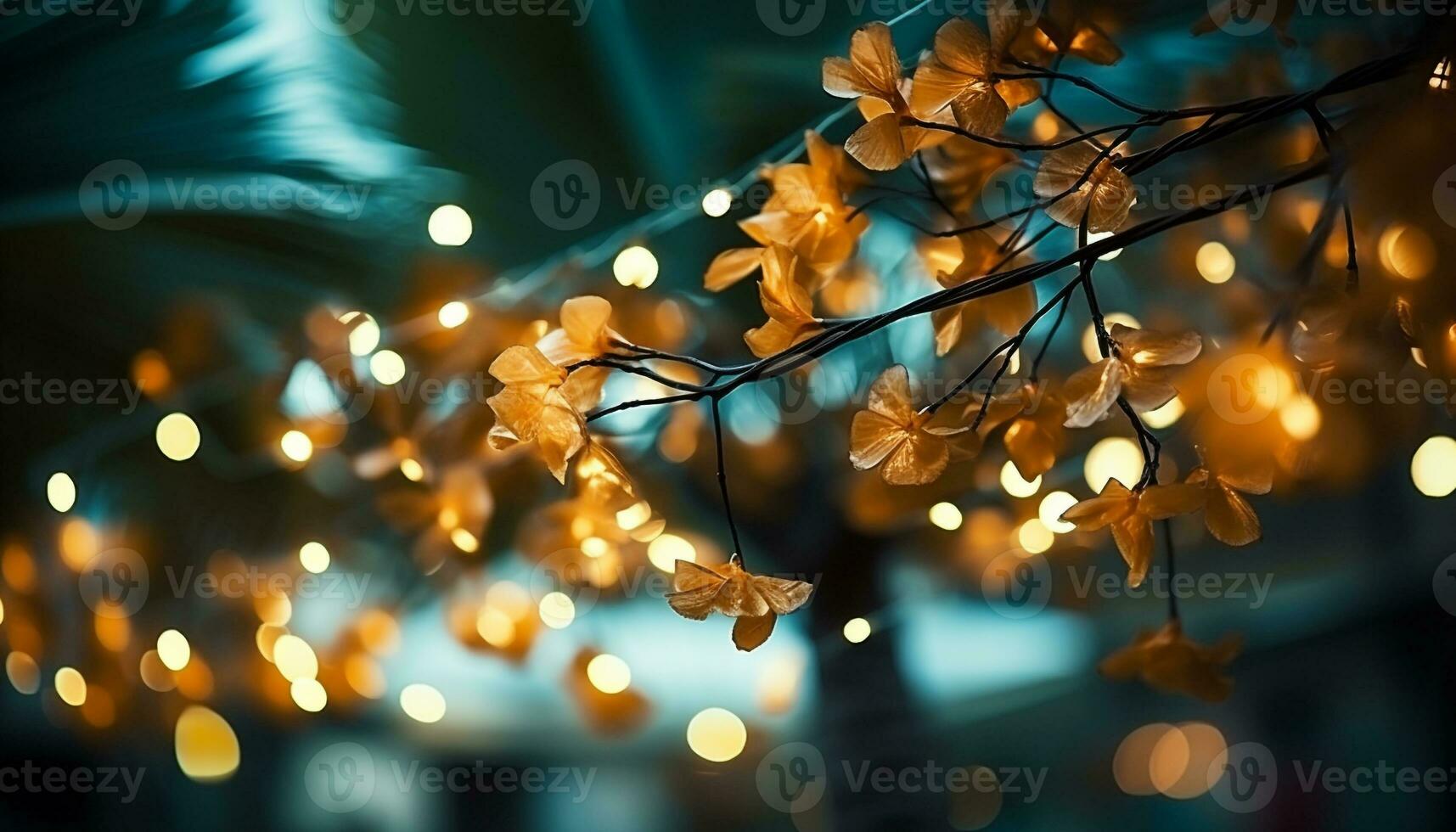 ai generiert glänzend Weihnachten Beleuchtung erleuchten dunkel Winter Nacht generiert durch ai foto