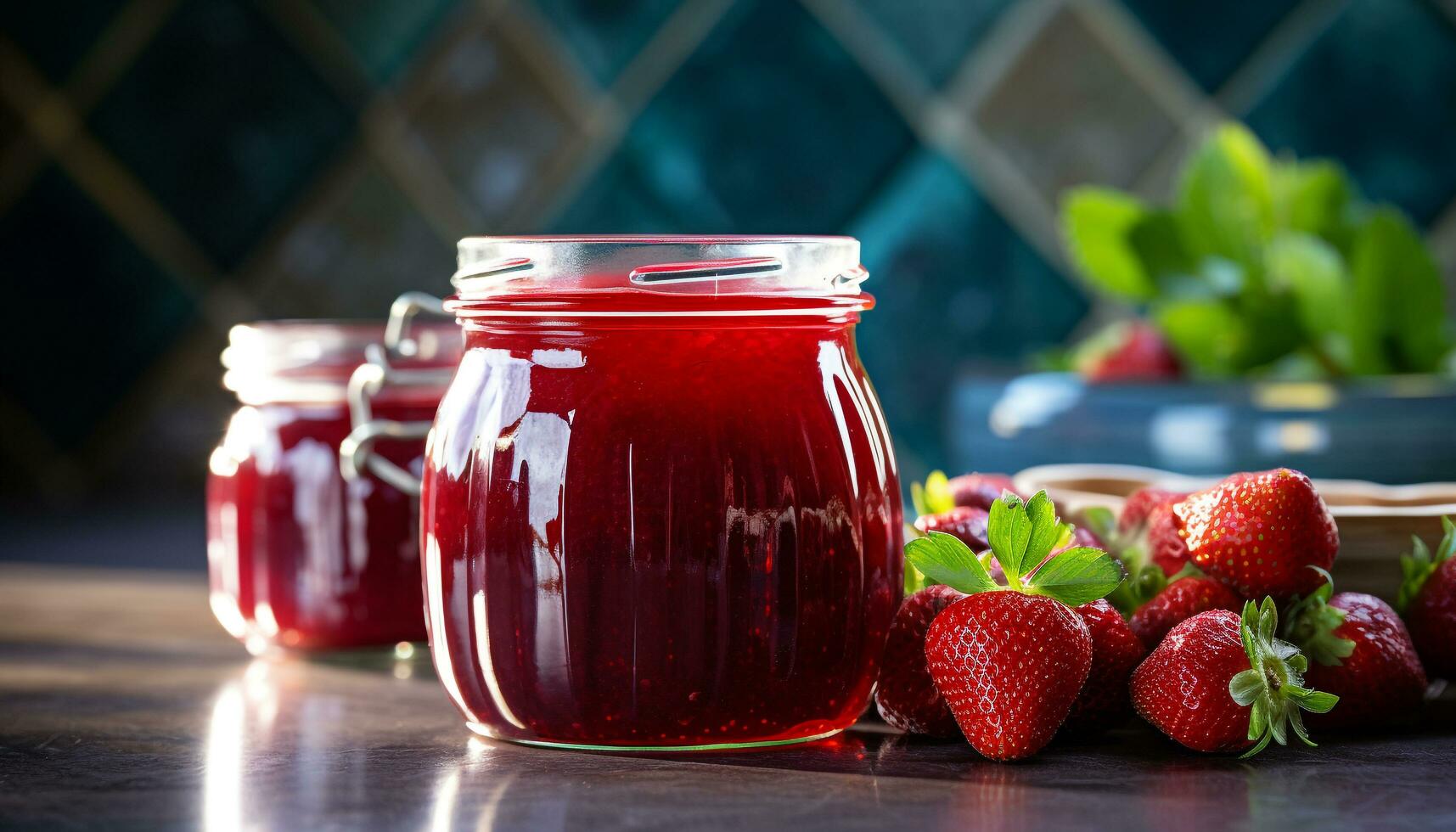 ai generiert frisch Erdbeere Dessert auf hölzern Tisch, gesund und köstlich generiert durch ai foto