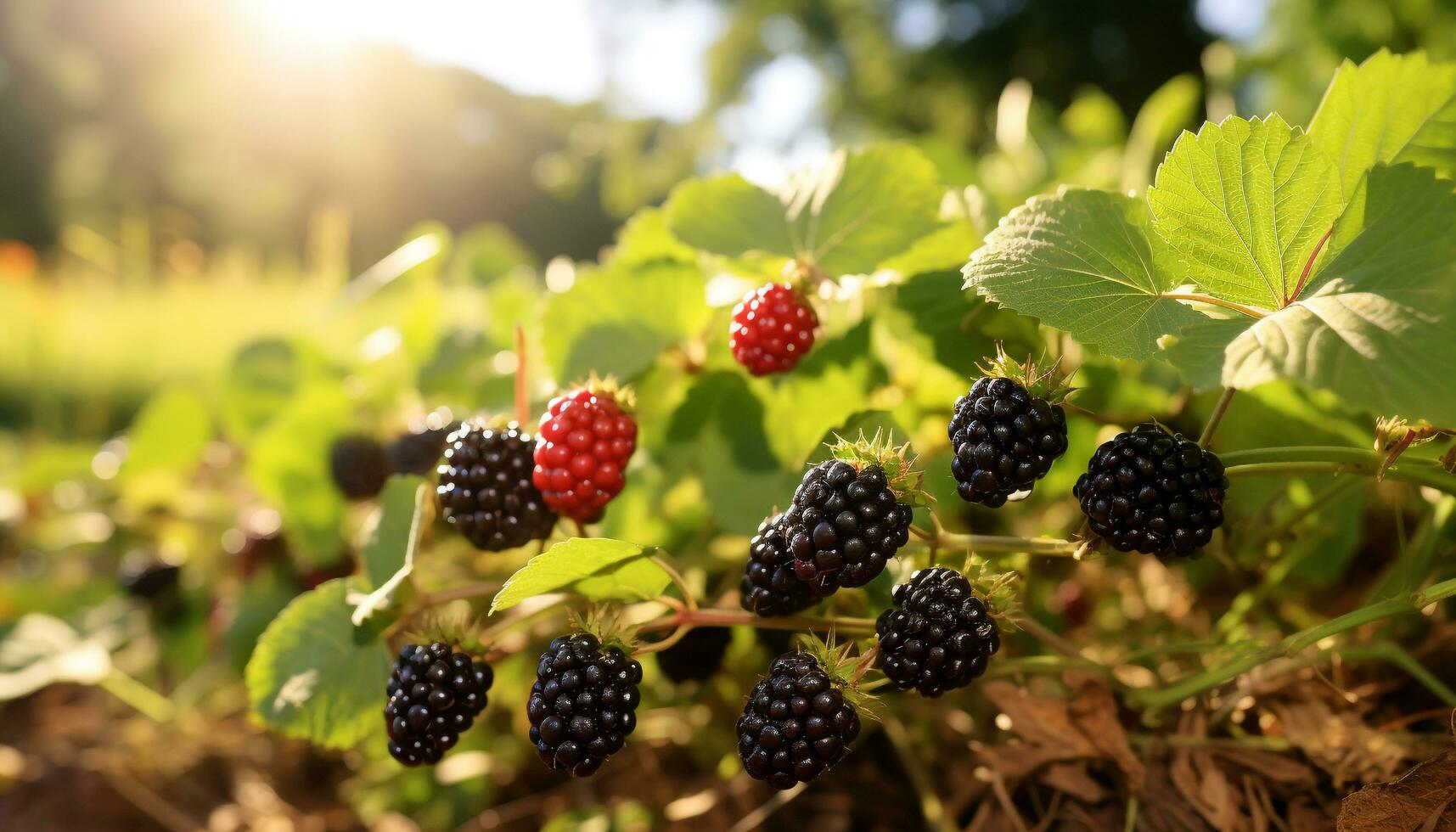 ai generiert Frische von Natur reif Beere Obst auf Blatt generiert durch ai foto