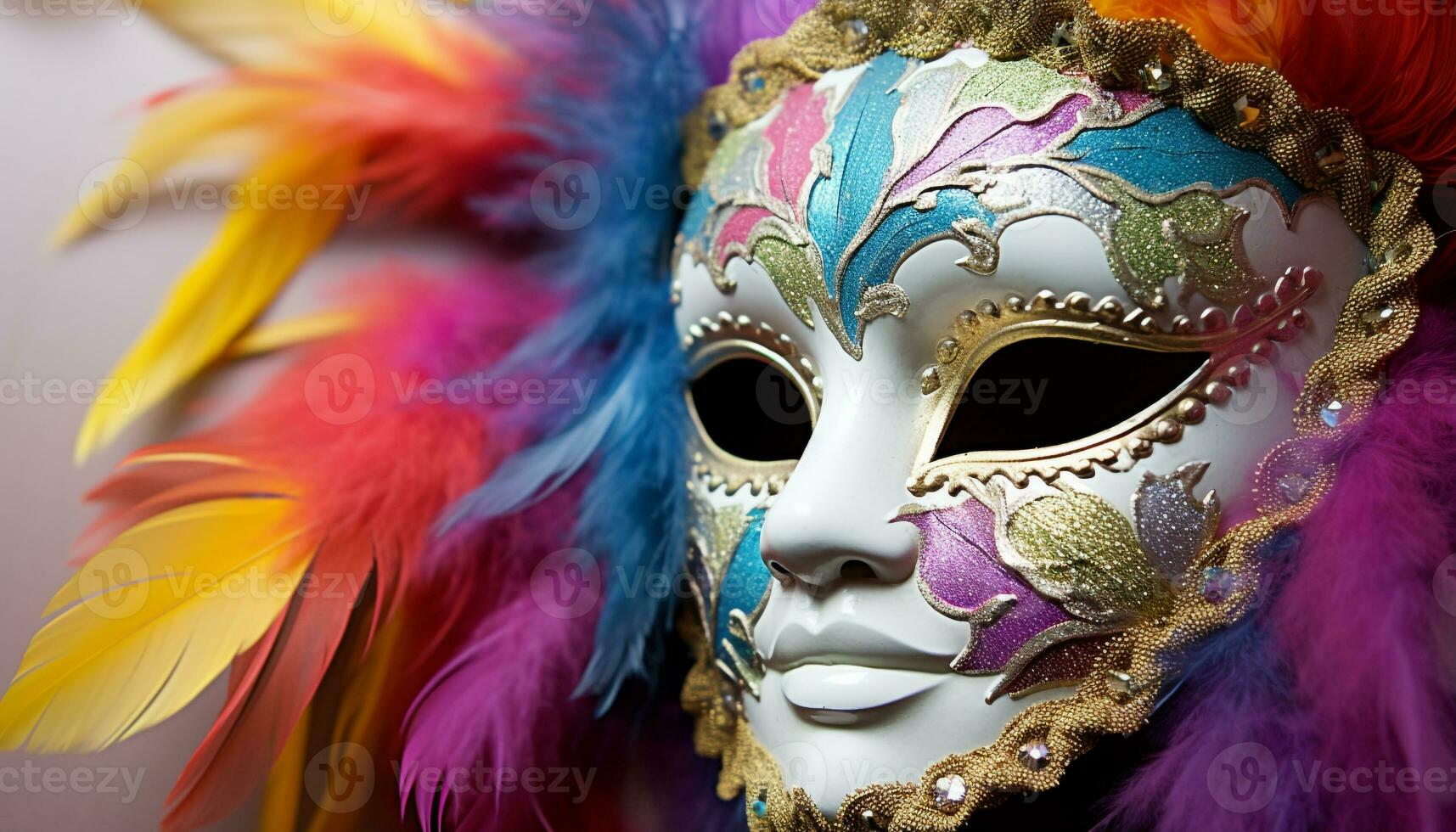 ai generiert gefiedert Maske bringt Eleganz zu veneto traditionell Karneval generiert durch ai foto