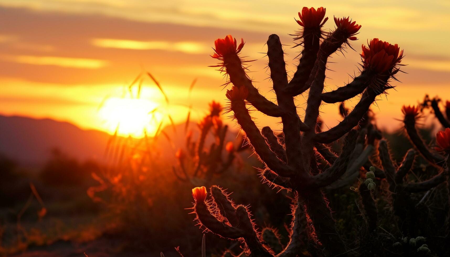 ai generiert Silhouette von Baum gegen Orange Himmel beim Dämmerung generiert durch ai foto