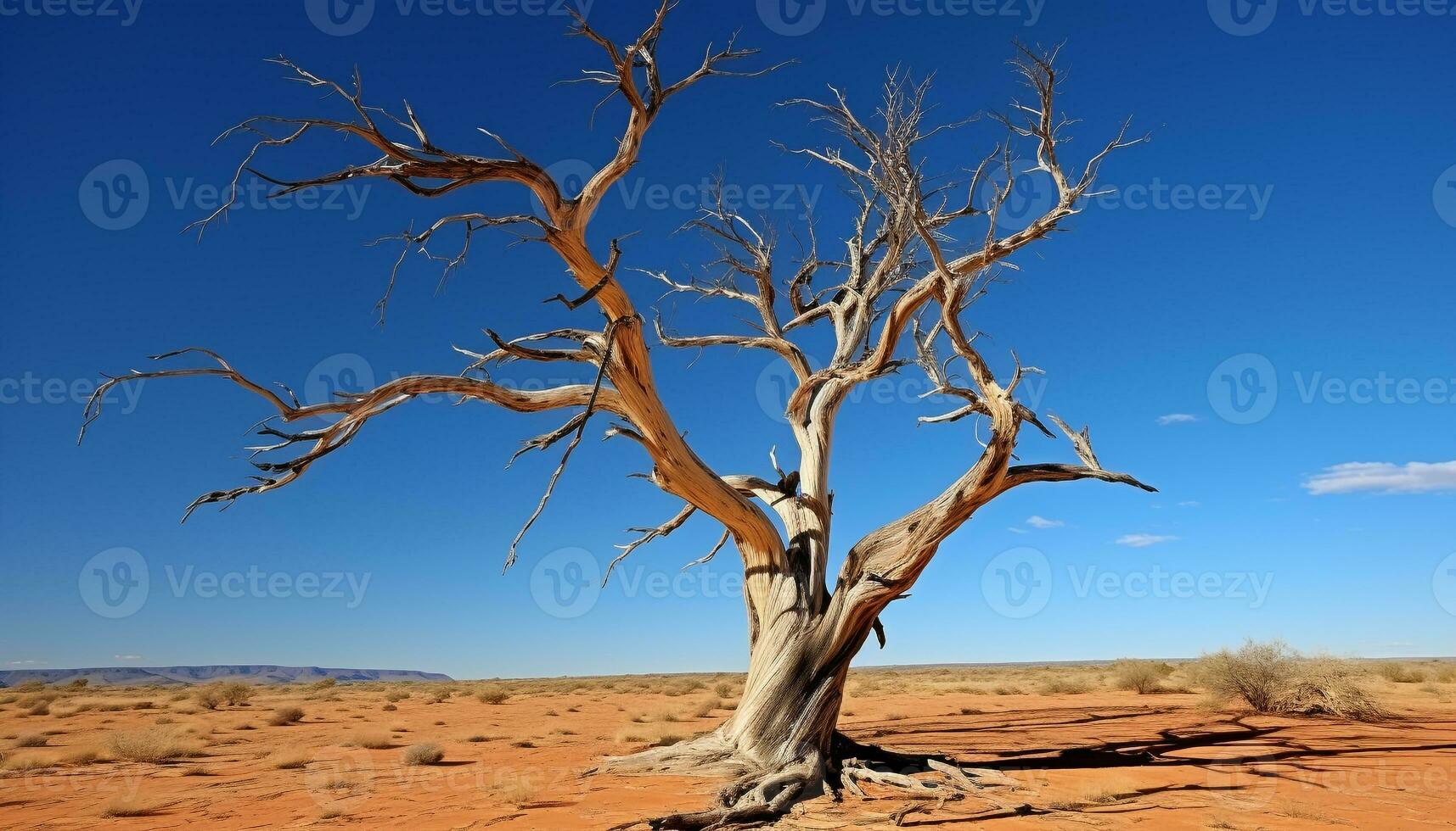 ai generiert trocken Klima, Sand Düne, Baum Stamm, tot Pflanze generiert durch ai foto