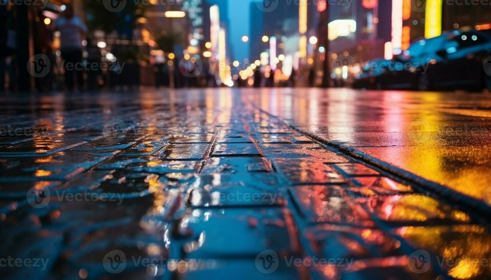 ai generiert Nacht Auto fährt durch Regen im Stadt generiert durch ai foto