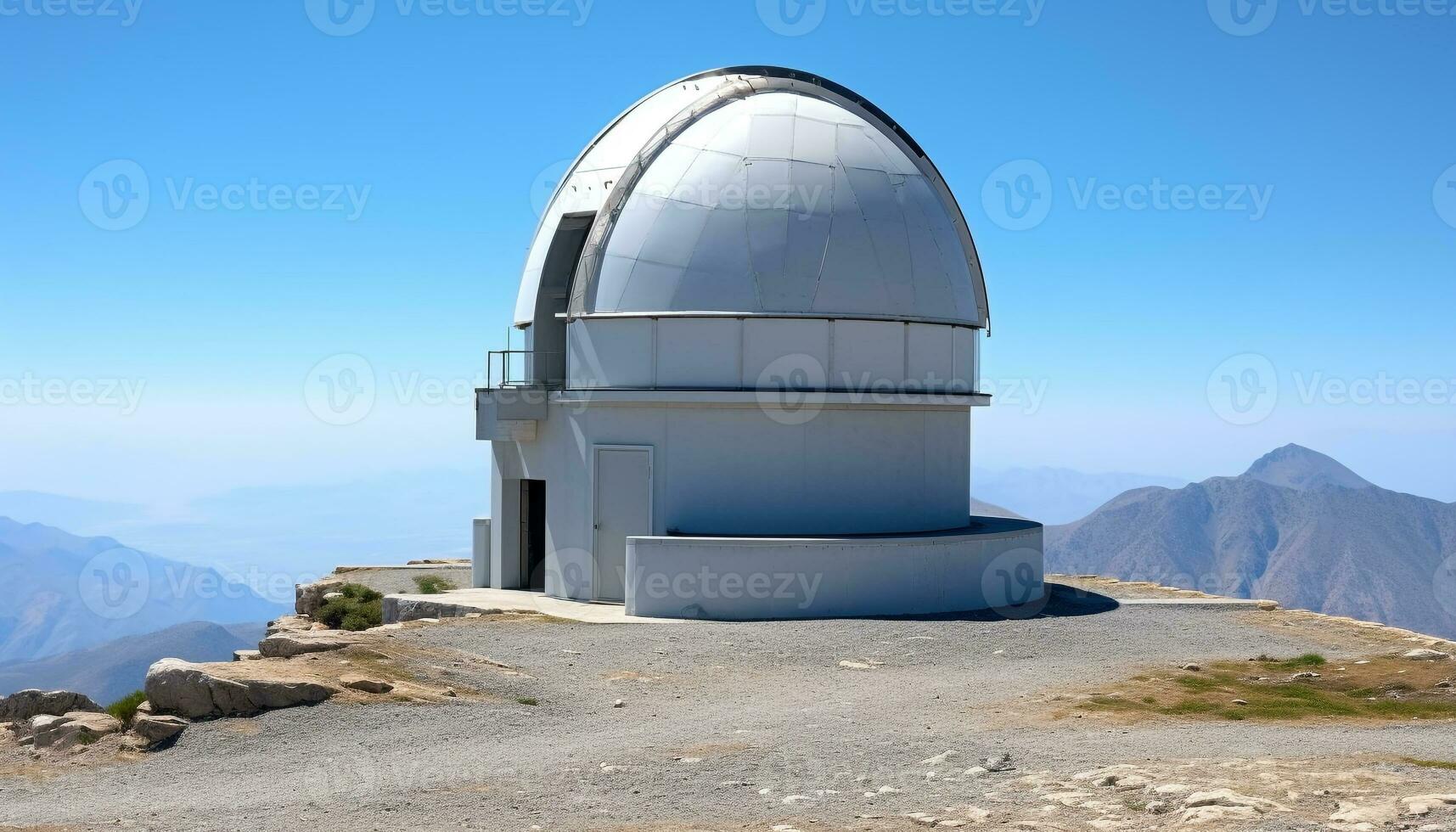 ai generiert Berg Gipfel, klar Himmel, Fernrohr, Astronomie Erkundung generiert durch ai foto