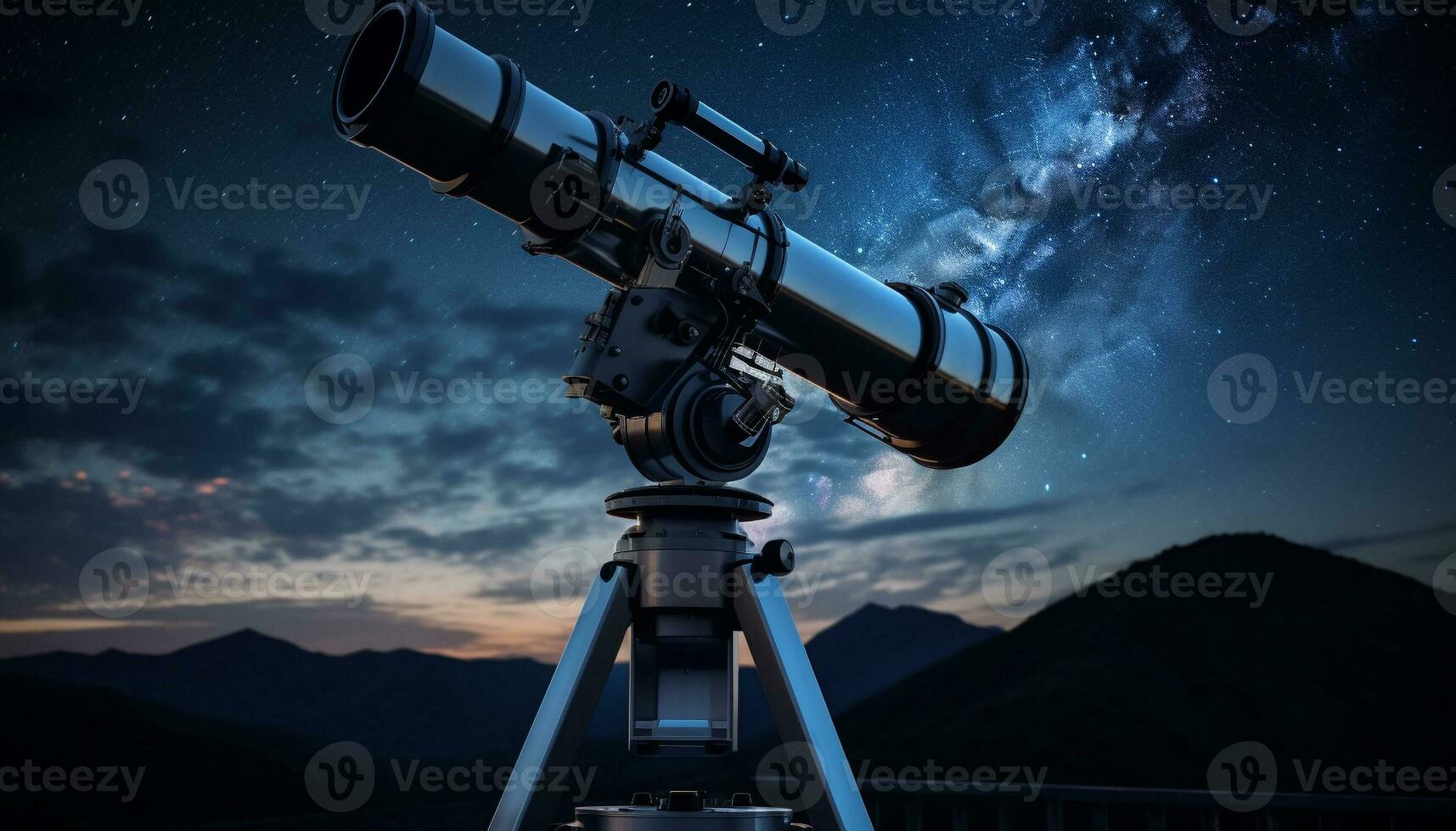ai generiert Aufpassen das milchig Weg mit ein Hand gehaltenen Teleskop generiert durch ai foto