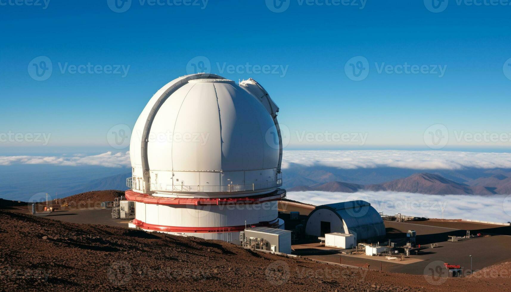 ai generiert Berg Gipfel, klar Himmel, Fernrohr, Erkundung, Abenteuer generiert durch ai foto