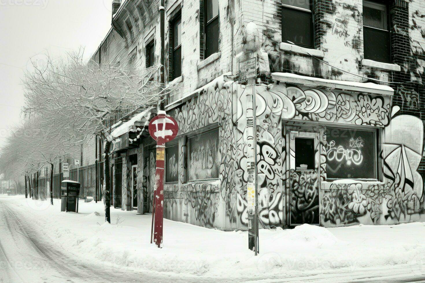 ai generiert Winter Straße Kunst - - generativ ai foto