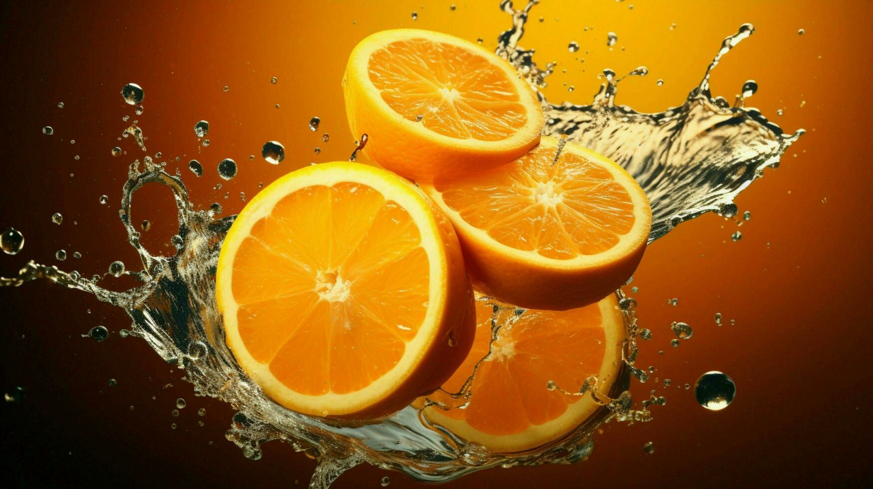 ai generiert Mandarine Farbe Spritzen Hintergrund foto