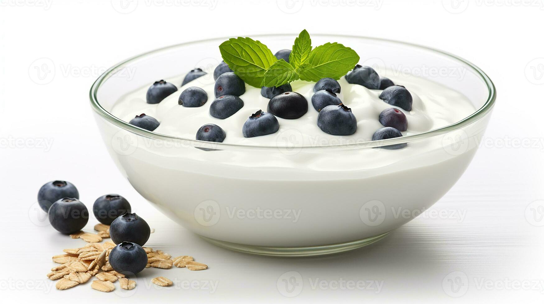 ai generiert Weiß Joghurt mit Blaubeere foto