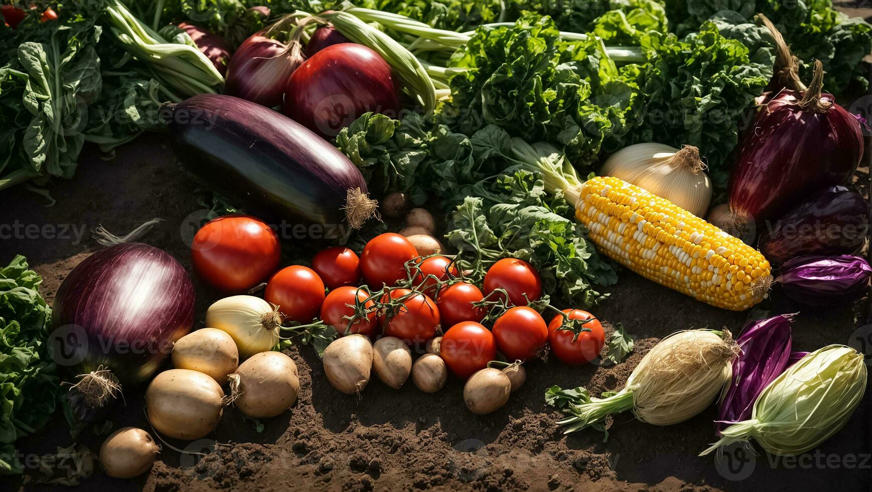 ai generiert verschiedene Gemüse im das Garten foto